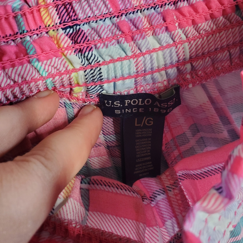US Polo Assnt. Plaid Women's Shorts in Pink and Blue - Picture 2 of 5